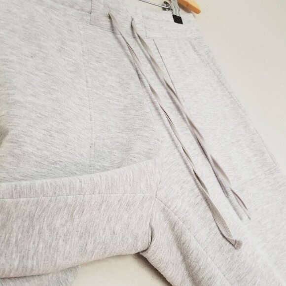 Quince SuperSoft Fleece Cropped Wide Leg Pants M Heather Gray Lounge Cozy Comfy - Picture 15 of 16